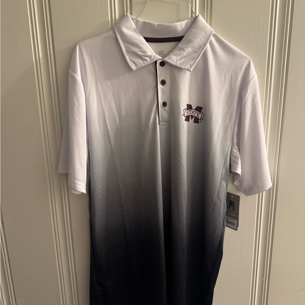 Gradient Black and White Men's Mississippi Stare Polo Shirt by Colosseum